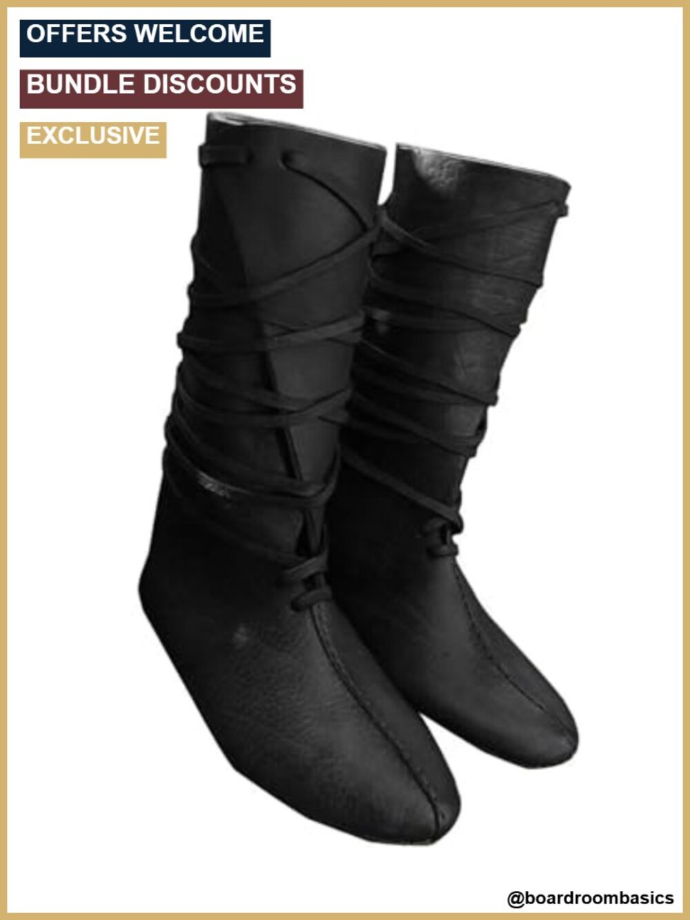 Men's Renaissance Medieval Cosplay Boots Faux Leather Mid Calf Lace Up